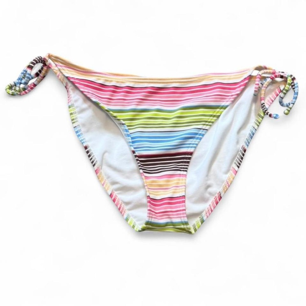 Y2K Maurices Vibrant Multicolored Striped Side Tie Bikini Bottoms, Women's Sz L